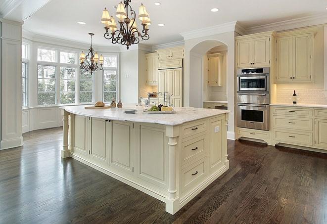 wood-look laminate floors in bright, airy kitchen in Midwest City, OK